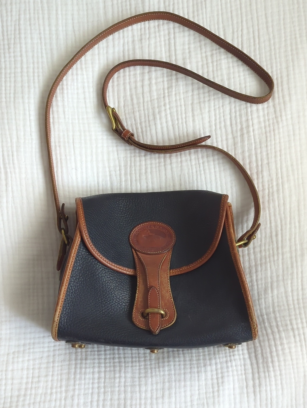 Vintage Dooney & Bourke Leather Crossbody Bag - Black & Brown